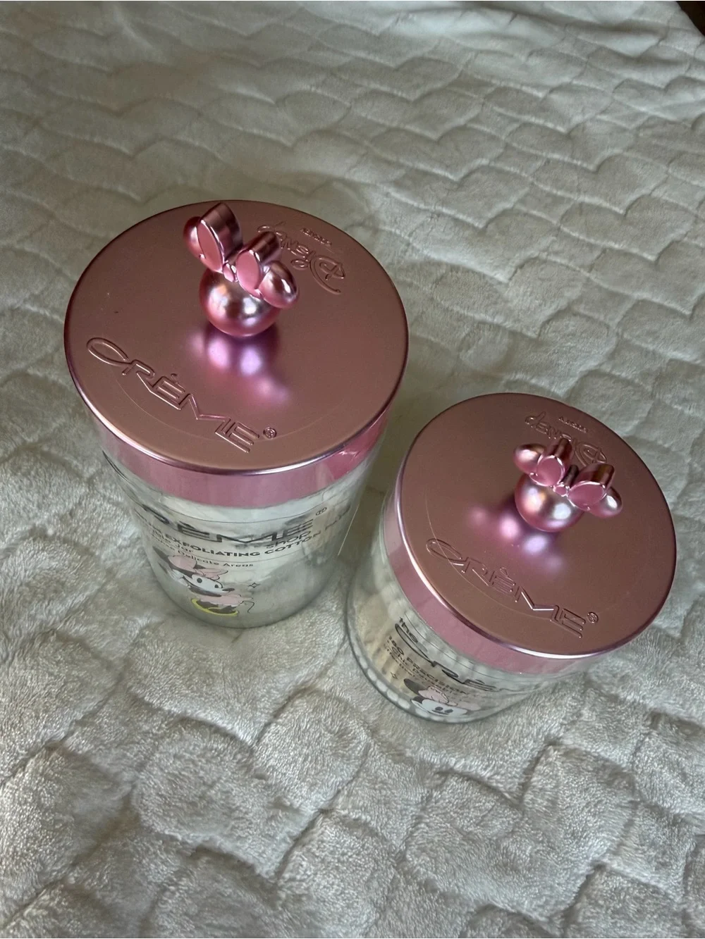 The Crème Shop Minnie Mouse Pink Cotton Swab & Pad Jars